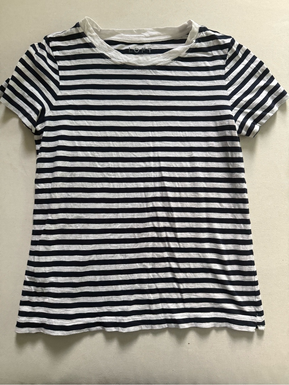 LOFT black and White Striped Short-Sleeve Tee